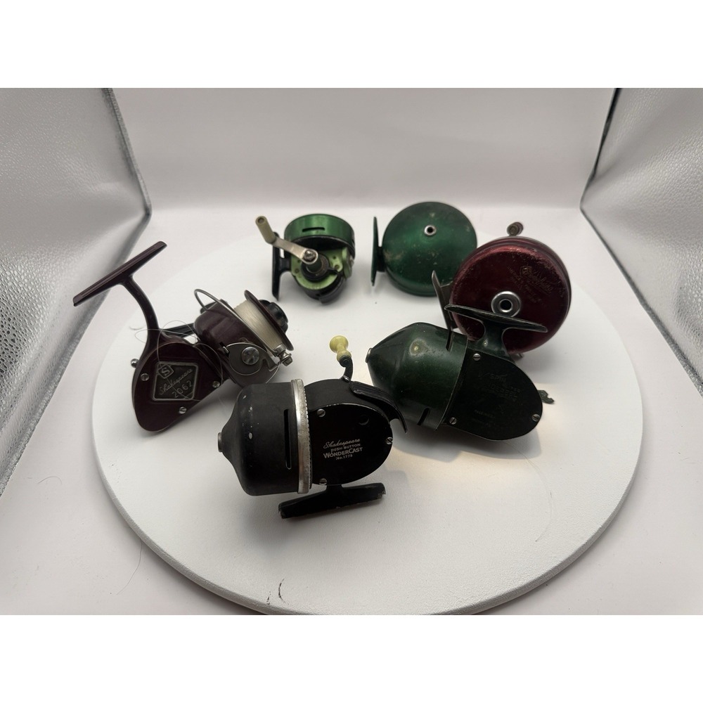 Lot Of Vintage Reels, Handles, Line Shakespeare, Johnson, Goodall, South Bend